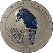 10 Dollars - Elizabeth II 4th Portrait - Kookaburra - Silver Bullion - High Relief, Australia, 2008 reverse image