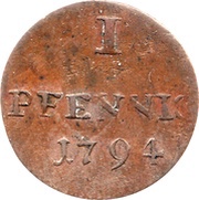 1 Pfennig - Frederick Albert reverse image