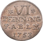 6 Pfenning - Victor II Frederick, Germany, 1744-1758 reverse image