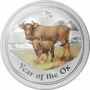 10 Dollars - Elizabeth II 4th Portrait - Year of the Ox - Silver Bullion Coin, Australia, 2009 reverse image