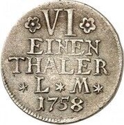 ⅙ Thaler - Victor II Frederick Seven Years' War, Germany, 1754-1760 reverse image
