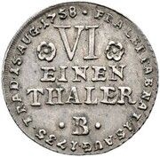 ⅙ Thaler - Victor II Frederick Birthday, Germany, 1758 reverse image