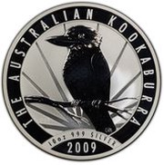 10 Dollars - Elizabeth II 4th Portrait - Australian Kookaburra - Silver Bullion Coin, Australia, 2009 reverse image