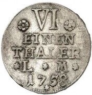 ⅙ Thaler - Victor II Frederick Seven Years' War, Germany, 1758 reverse image