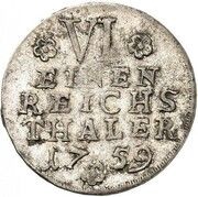 ⅙ Thaler - Victor II Frederick Seven Years' War, Germany, 1758-1759 reverse image