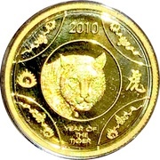 10 Dollars - Elizabeth II 4th Portrait - Year of the Tiger - Gold Proof, Australia, 2010 reverse image