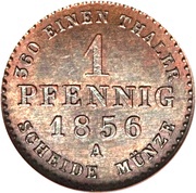 1 Pfennig - Alexander Charles Joint Coinage, Germany, 1856-1867 reverse image
