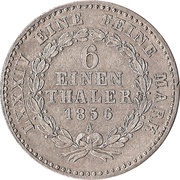 ⅙ Thaler - Alexander Charles, Germany, 1856 reverse image