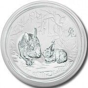 10 Dollars - Elizabeth II 4th Portrait - Year of the Rabbit - Silver Bullion Coin, Australia, 2011 reverse image