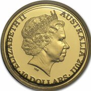 10 Dollars - Elizabeth II 4th Portrait - Year of the Rabbit - Gold Proof obverse image