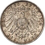 3 Mark - Frederick II Silver Wedding - Pattern, Germany, 1914 reverse image