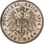 5 Mark - Frederick II Silver Wedding - Pattern, Germany, 1914 reverse image
