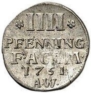 4 Pfennig - August Louis, Germany, 1751 reverse image