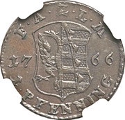 1 Pfenning - Frederick August, Germany, 1766 reverse image