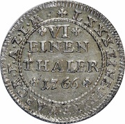 ⅙ Thaler - Frederick August, Germany, 1766 reverse image