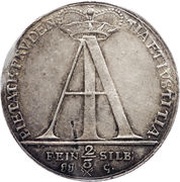 ⅔ Thaler - John August, Germany, 1728 reverse image