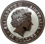 10 Dollars - Elizabeth II 4th Portrait - Australian Kookaburra - Silver Bullion Coin obverse image