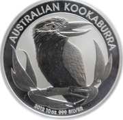 10 Dollars - Elizabeth II 4th Portrait - Australian Kookaburra - Silver Bullion Coin, Australia, 2012 reverse image