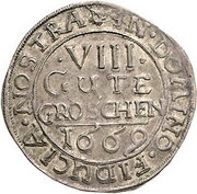 8 Gute Groschen - John George II, Victor Amadeus, William, Charles William and Emanuel Lebrecht, Germany, 1669 reverse image