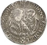 1 Ausbeutethaler - Wolfgang, John IV, George III and Joachim I Harzgerode obverse image