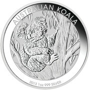 10 Dollars - Elizabeth II 4th Portrait - Koala - Silver Bullion Coin, Australia, 2013 reverse image