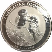 10 Dollars - Elizabeth II 4th Portrait - Kookaburra - Silver Bullion - High Relief, Australia, 2013 reverse image