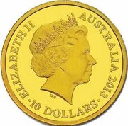 10 Dollars - Elizabeth II 4th Portrait - Year of the Snake - Gold Proof obverse image