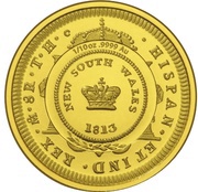 10 Dollars - Elizabeth II 4th Portrait - Bicentenary of the Holey Dollar and Dump - Gold Proof, Australia, 2013 reverse image