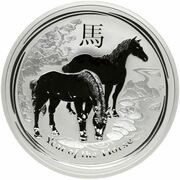 10 Dollars - Elizabeth II 4th Portrait - Year of the Horse - Silver Bullion Coin, Australia, 2014 reverse image