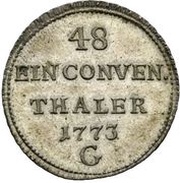 1⁄48 Thaler - Clemens Wenzeslaus of Sachsen Konventionstaler, Germany, 1773 reverse image