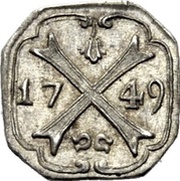 1 Heller Silver pattern strike, Germany, 1749 reverse image