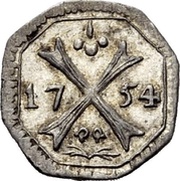 1 Heller Silver pattern strike, Germany, 1754 reverse image