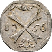 1 Heller Silver pattern strike, Germany, 1756 reverse image