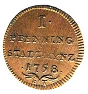 1 Pfenning, Germany, 1758 reverse image