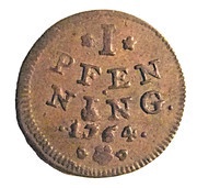 1 Pfennig, Germany, 1764-1766 reverse image