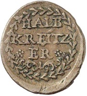 ½ Kreuzer Kipper, Germany, 1621 reverse image