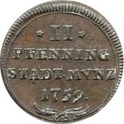 2 Pfennig, Germany, 1758-1759 reverse image