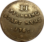 2 Pfenning, Germany, 1759-1780 reverse image