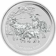 10 Dollars - Elizabeth II 4th Portrait - Year of the Goat - Silver Bullion Coin, Australia, 2015 reverse image