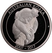 10 Dollars - Elizabeth II 4th Portrait - Koala - Silver Bullion Coin, Australia, 2017 reverse image