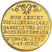 1 Ducat Augsburg confession, Germany, 1730 reverse image