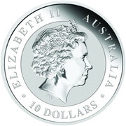 10 Dollars - Elizabeth II 4th Portrait - Australian Kookaburra - Silver Bullion Coin obverse image