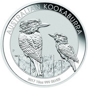 10 Dollars - Elizabeth II 4th Portrait - Australian Kookaburra - Silver Bullion Coin, Australia, 2017 reverse image