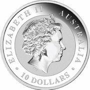 10 Dollars - Elizabeth II 4th Portrait - Australian Kookaburra - Silver Bullion Coin obverse image