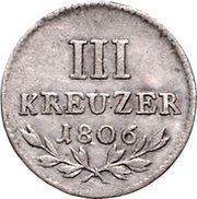3 Kreuzers Landmünze - Charles Frederick, Germany, 1803-1806 reverse image