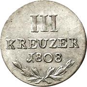 3 Kreuzers - Charles I Frederick, Germany, 1808 reverse image