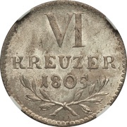 6 Kreuzers Landmünze - Charles Louis Frederick, Germany, 1804-1805 reverse image