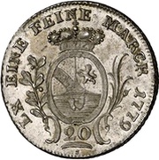 20 Kreuzers - Charles Frederick, Germany, 1779 reverse image