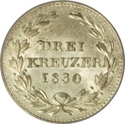3 Kreuzers - Louis I, Germany, 1829-1830 reverse image