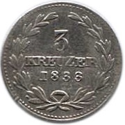 3 Kreuzers - Leopold I, Germany, 1832-1837 reverse image